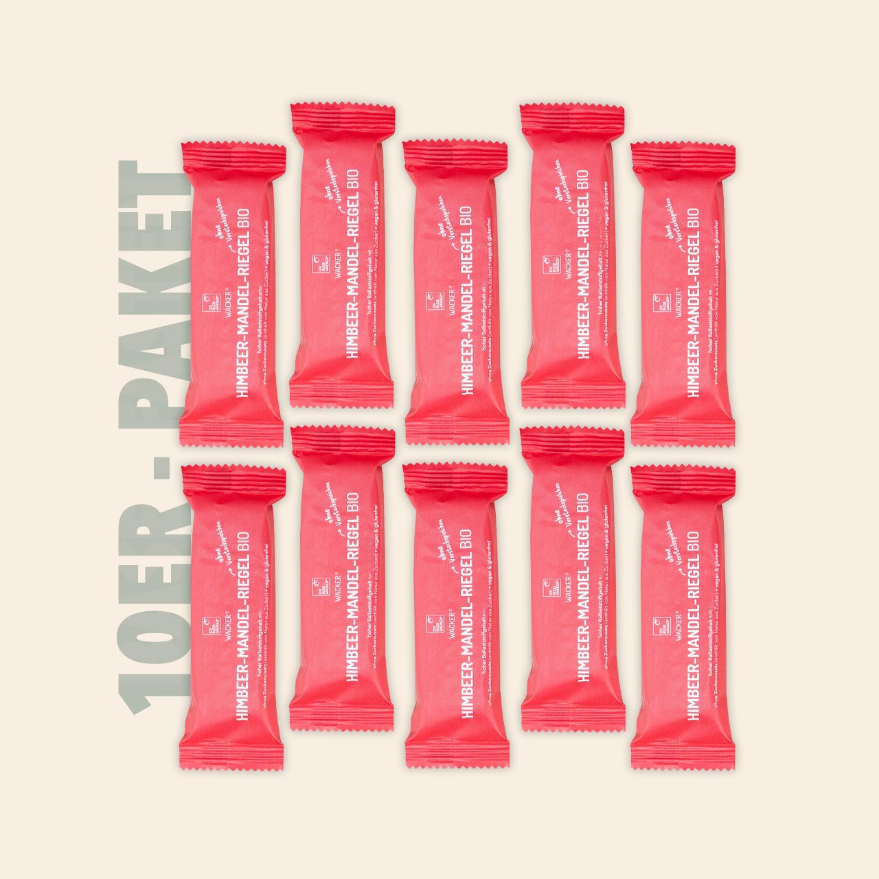 10er-Paket Himbeer-Mandel-Riegel Bio: Snack – bleibwacker