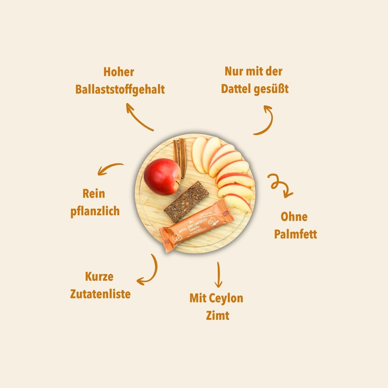 Apfel-Zimt-Hafer BallastBar Bio, 40g