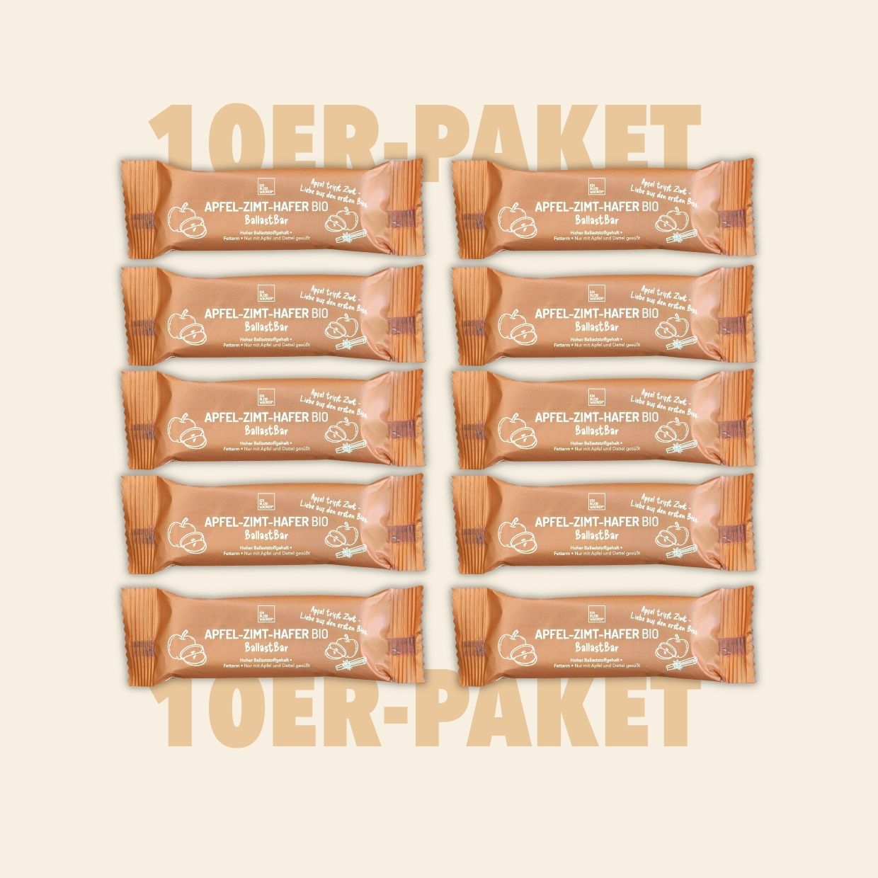 10er-Paket Apfel-Zimt-Hafer BallastBar Bio, 40g
