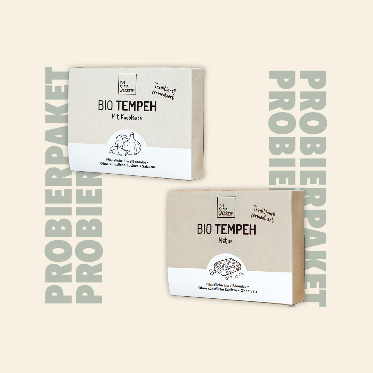 Probierpaket Tempeh Natur und Knoblauch Bio