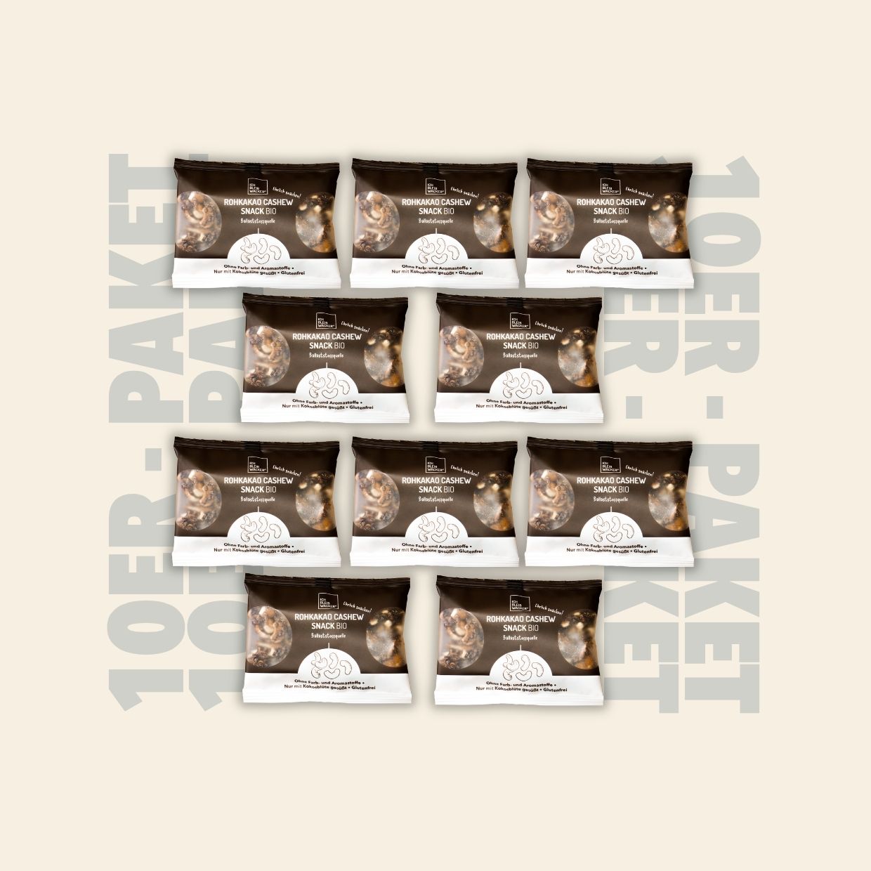 10er-Paket Rohkakao Cashew Snack Bio, 10 x 60g