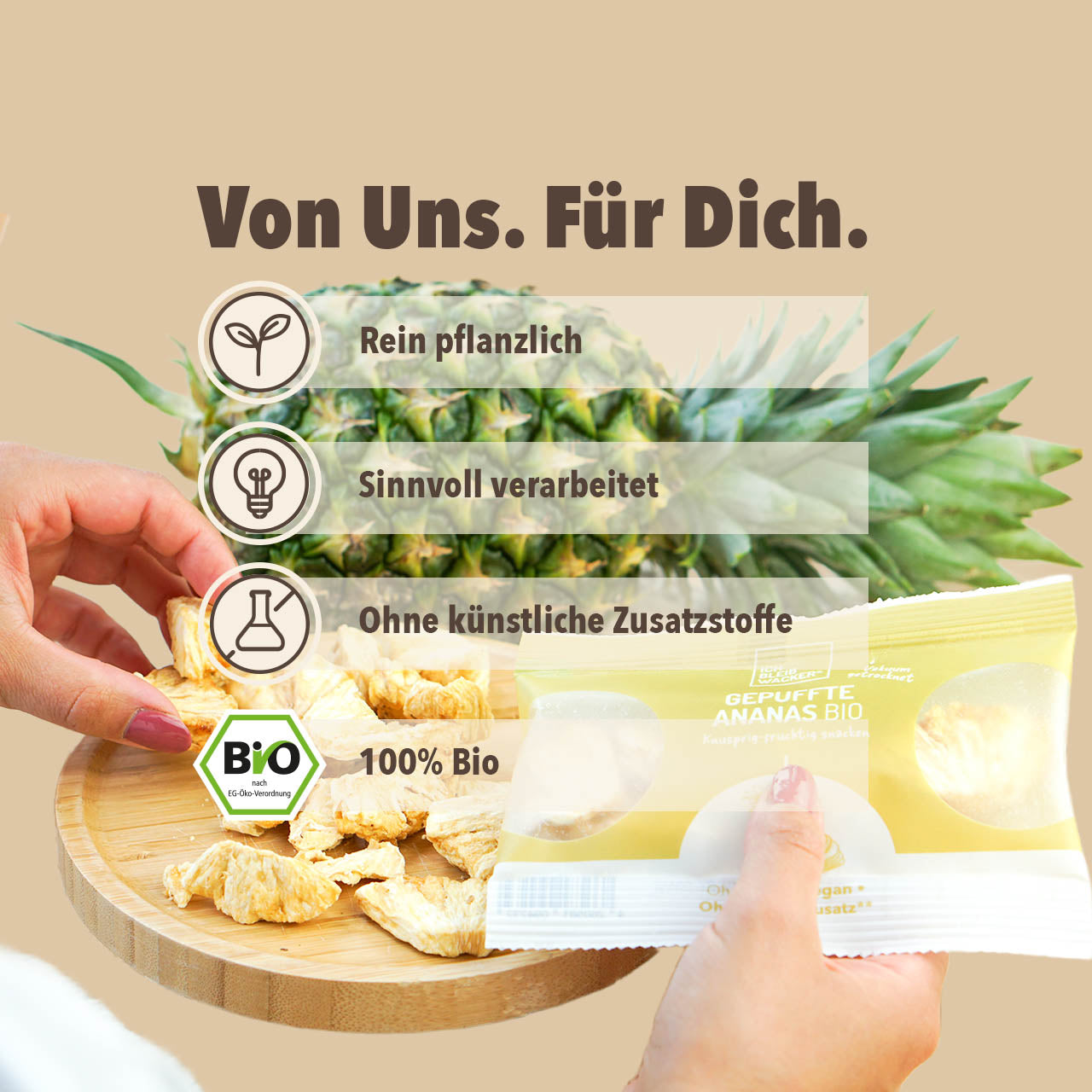 Gepuffte Ananas Bio: Knusprig, süß & ohne Zusatzstoffe – bleibwacker
