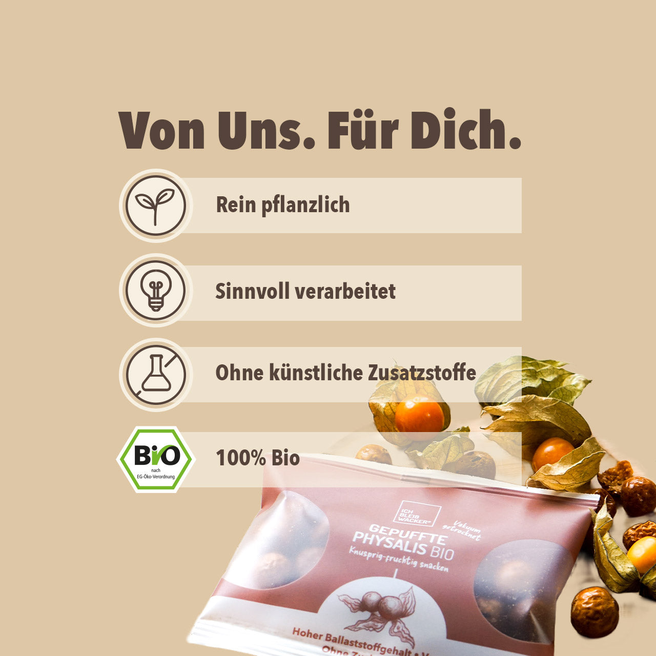 Gepufftes Bio Obst von bleibwacker: Knusprig & ohne Schwefel
