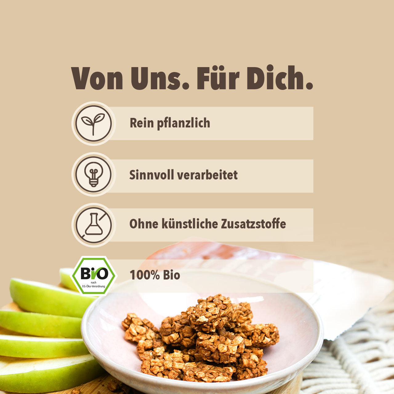 ohne künstliche zusätze Probierpaket Crispies Bio: Nur 2 Zutaten & ohne Zuckerzusatz** – bleibwacker